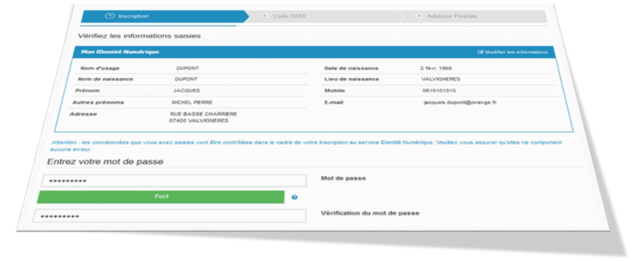 3 – Je confirme mes informations et choisis un mot de passe