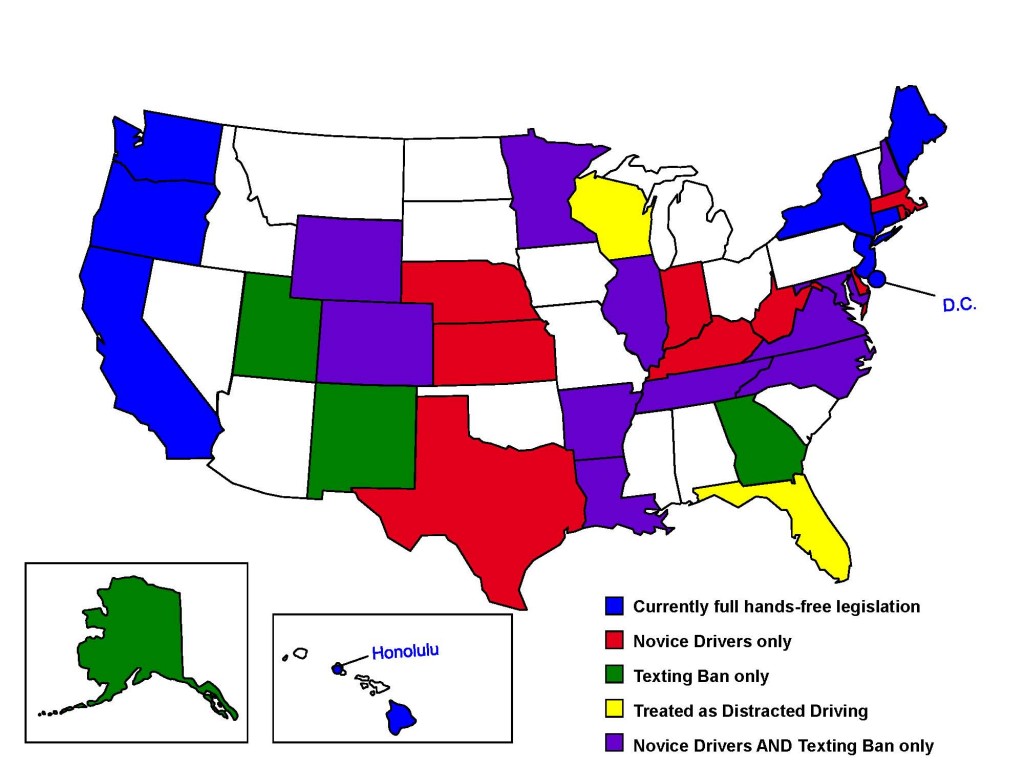 Loi téléphone au volant USA